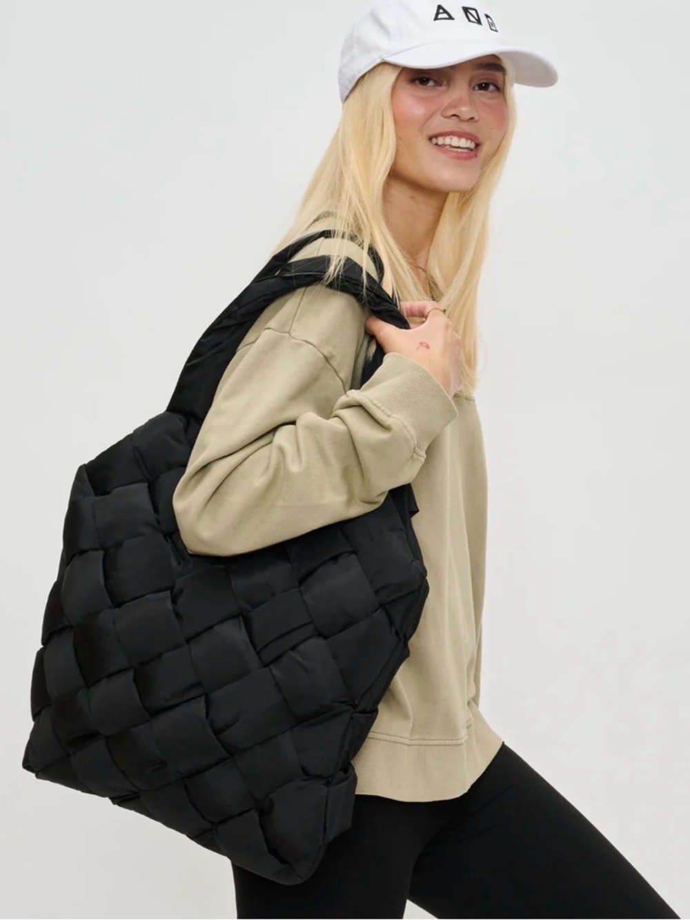 SOL & SELENE “ILLUMINE” Woven Nylon Tote Bag ~ BLACK ~ NWT